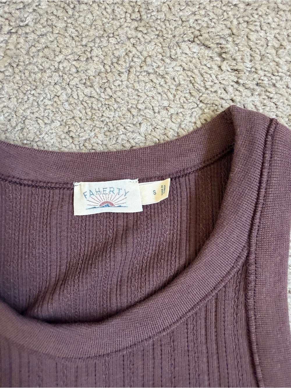 Faherty Ribbed Tank Top - Brown - Picture 4 of 4